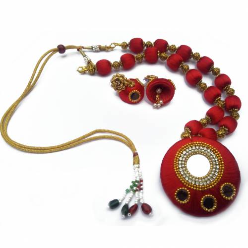 Silk Thread Neckles With Earring Set Women And Girl