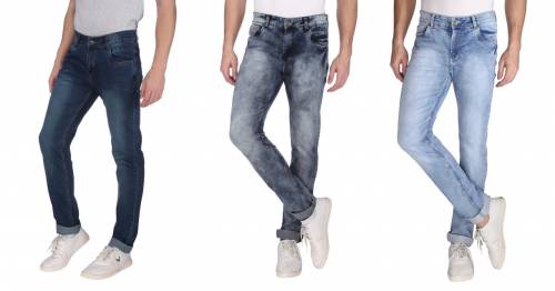 NEBRASKA Men's Slim Fit Denim Jeans  (Pack Of 3)