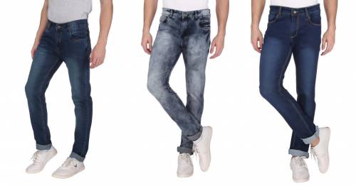 NEBRASKA Men's Slim Fit Denim Jeans  (Pack Of 3)