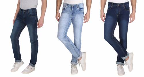 NEBRASKA Men's Slim Fit Denim Jeans  (Pack Of 3)