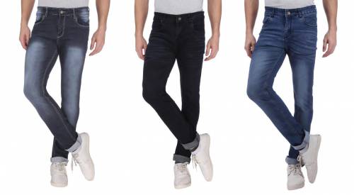 NEBRASKA Men's Slim Fit Denim Jeans  (Pack Of 3)