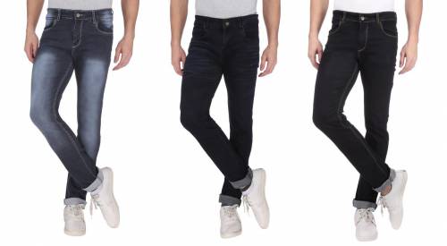 NEBRASKA Men's Slim Fit Denim Jeans  (Pack Of 3)