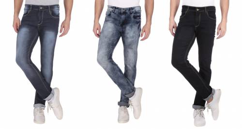 NEBRASKA Men's Slim Fit Denim Jeans  (Pack Of 3)