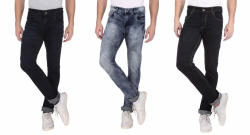 NEBRASKA Men's Slim Fit Denim Jeans  (Pack Of 3)