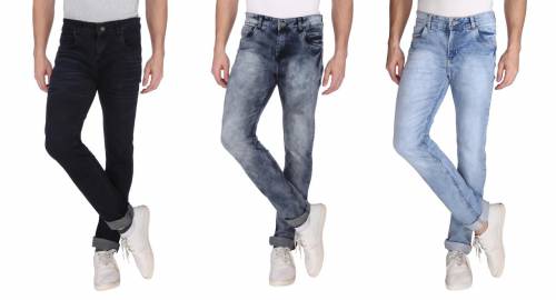 NEBRASKA Men's Slim Fit Denim Jeans  (Pack Of 3)