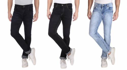 NEBRASKA Men's Slim Fit Denim Jeans  (Pack Of 3)