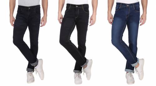 NEBRASKA Men's Slim Fit Denim Jeans  (Pack Of 3)