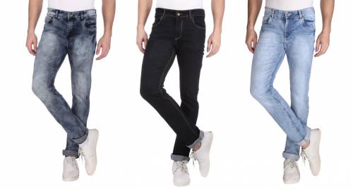 NEBRASKA Men's Slim Fit Denim Jeans  (Pack Of 3)