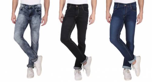 NEBRASKA Men's Slim Fit Denim Jeans  (Pack Of 3)