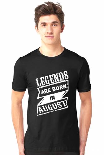 Legends Are Born In August-3 Half Sleeve Tshirt Black,BrandnameCotton T-shirt For Men