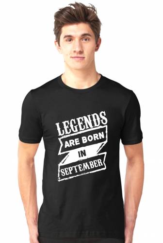 Legends Are Born In September-3 Half Sleeve Tshirt Black,BrandnameCotton T-shirt For Men