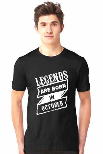 Legends Are Born In October-3 Half Sleeve Tshirt Black,BrandnameCotton T-shirt For Men