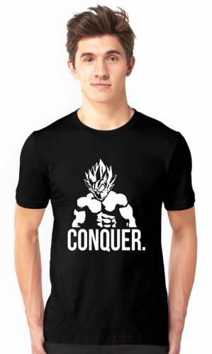 Brandname Conquer Half Sleeve Black T-shirt For Men