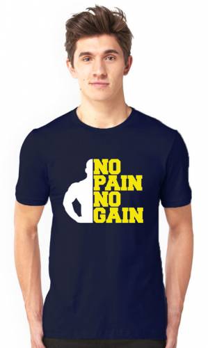 Brandname No Pain No Gain Half Sleeve Navy T-shirt For Men