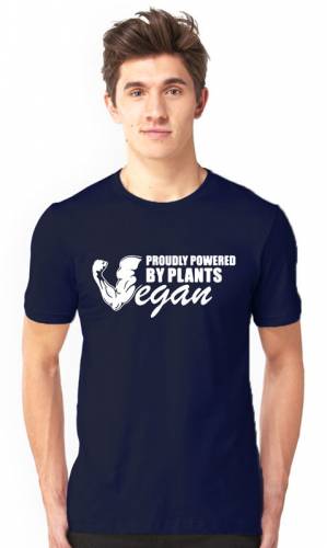 Brandname Proudly Vegan Half Sleeve Navy T-shirt For Men
