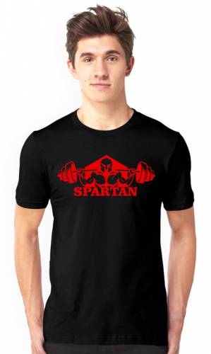 Brandname Spartan Half Sleeve Black T-shirt For Men