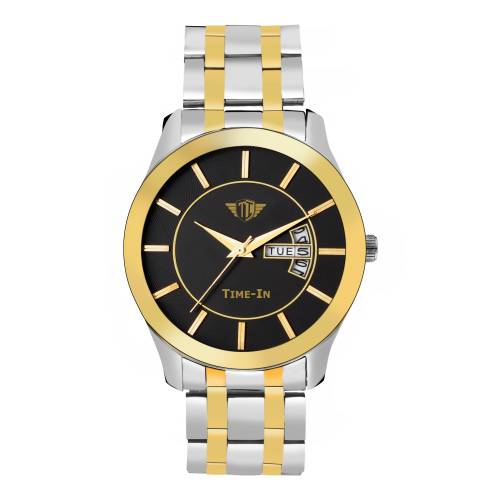 Time-In Analogue Men's Watch ( Black Dial Multicolor Chain )
