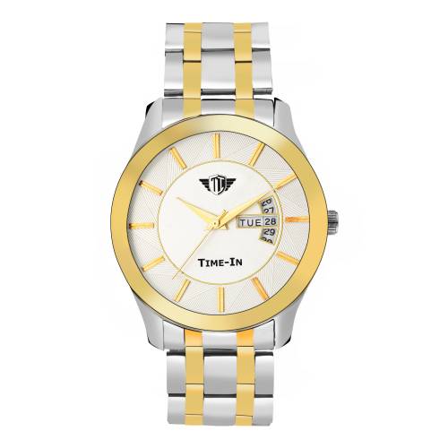 Time-In Analogue Men's Watch ( White Dial Multicolor Chain )