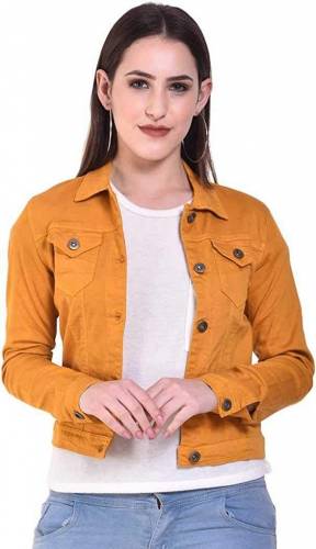 Full Sleeve Solid Women Jacket (Yellow)