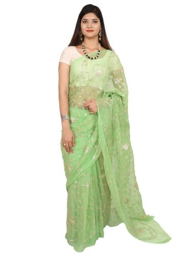 SAARVI Beautiful Hand Gotta Jaal In All Over Chiffon Saree With Running Blouse
