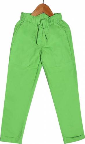 NINO BONITO Regular Fit Girls Green Pure Cotton Trousers