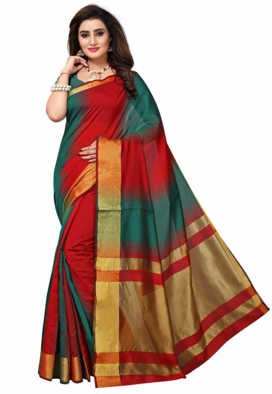 Plain Kanjivaram Art Silk, Cotton Silk Saree – theFabvilla.com