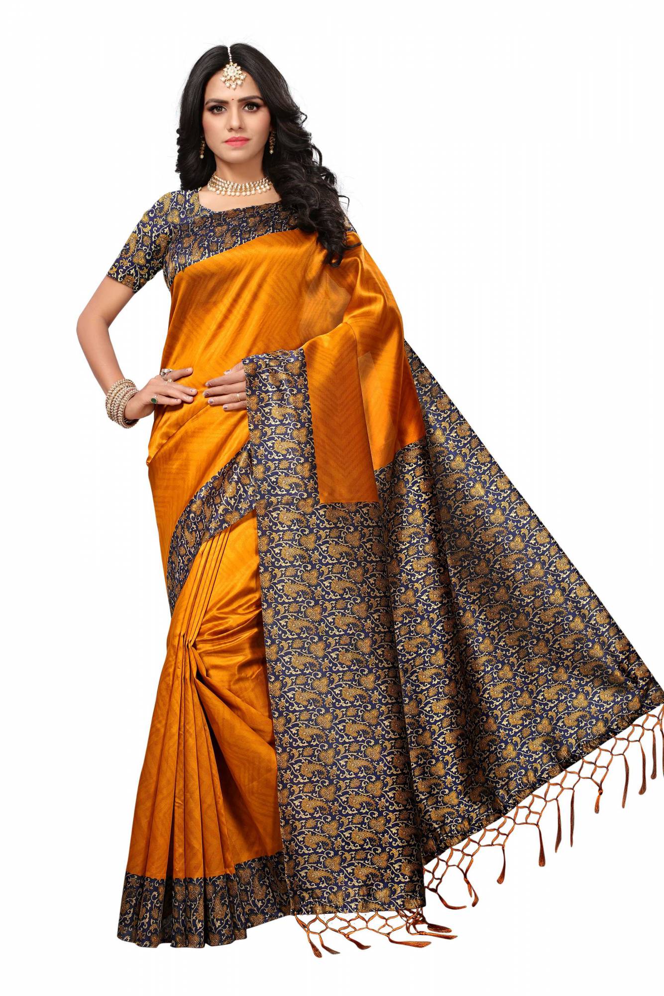 Printed Mysore Silk SareeOrange