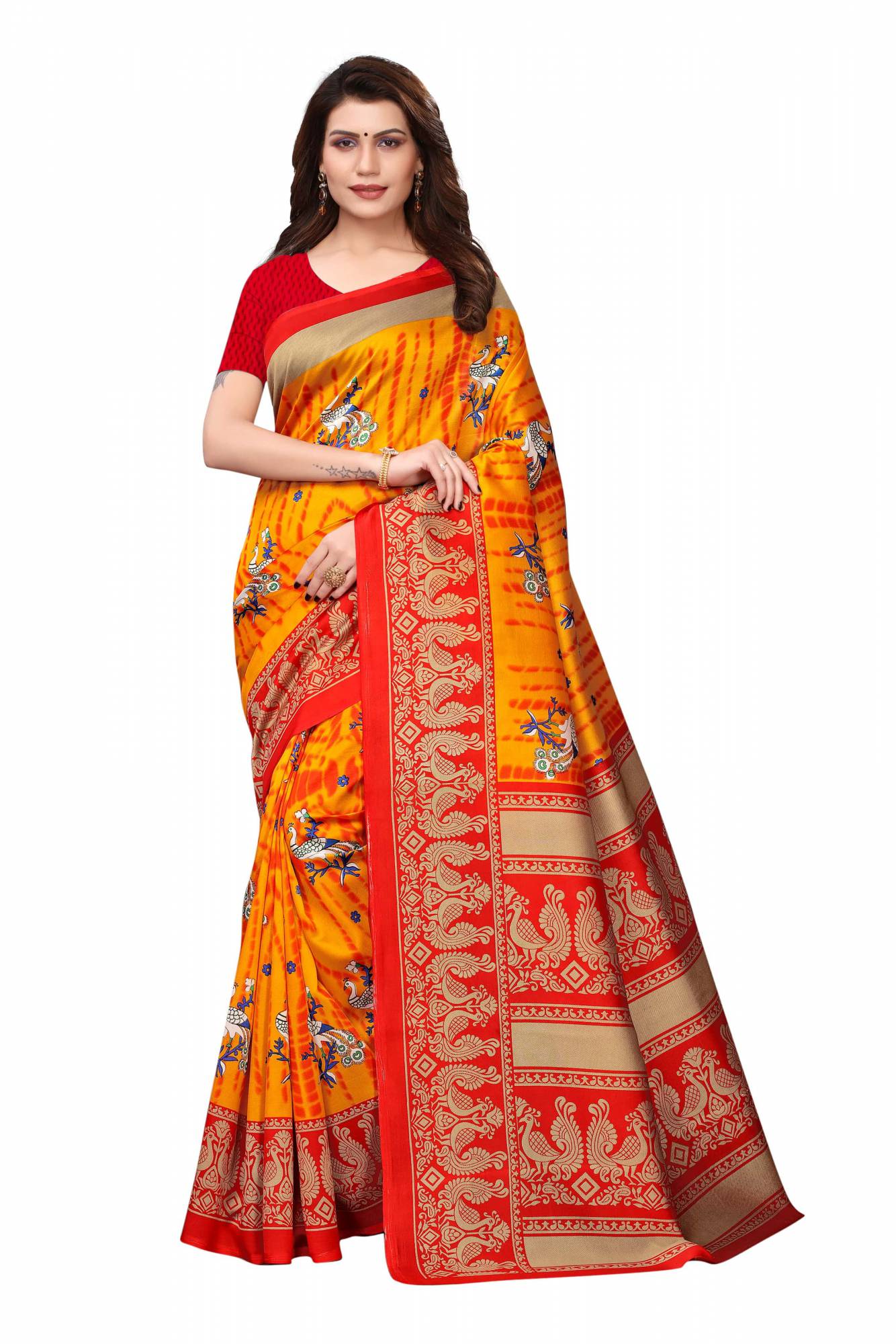 Stunning Golden & Pink Mysore Handloom Pure Crepe Silk Checks Saree –  Luxurion World