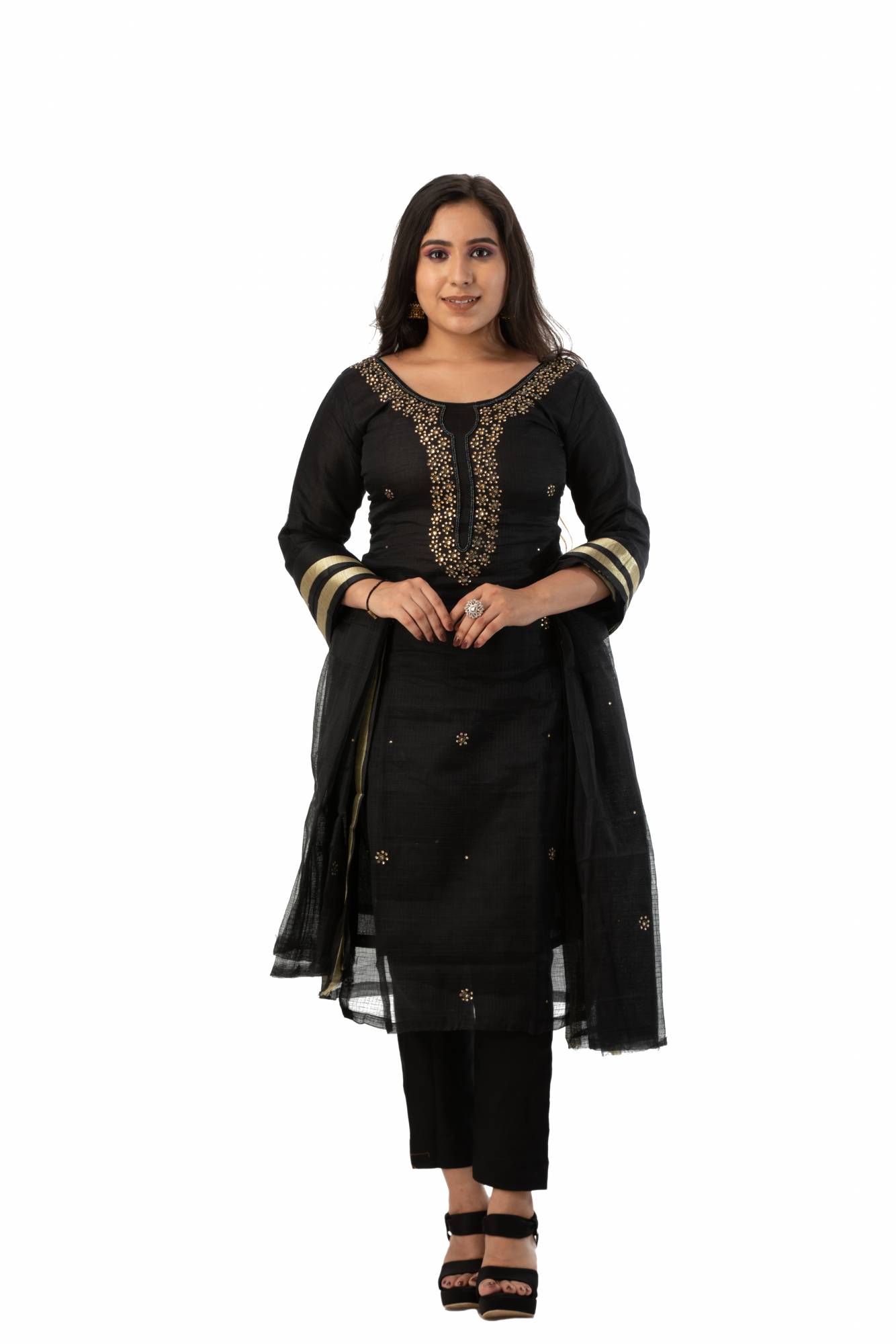 Kilory Party Wear Black Unstitched Velvet Suit Dress Material for Wome –  Stilento