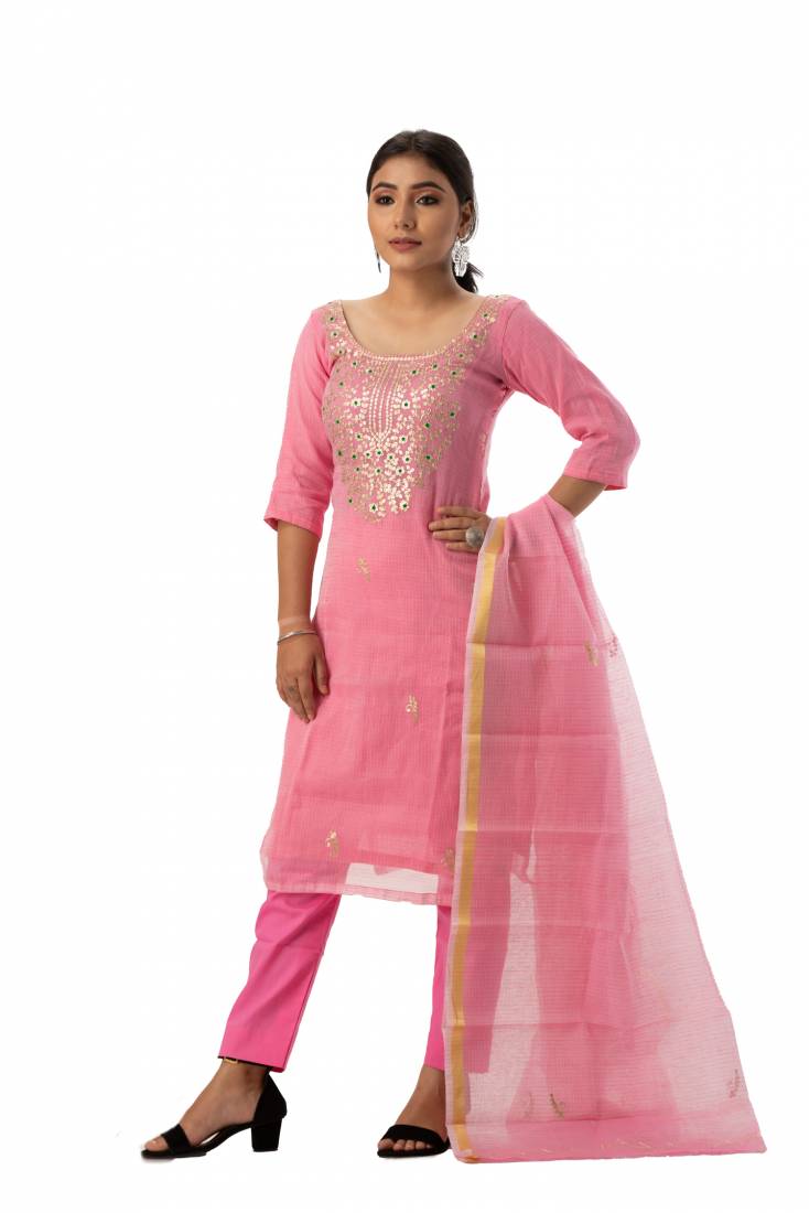 Yellow Pashmina Embroidered Dress Material – ElegantFashionWear.in