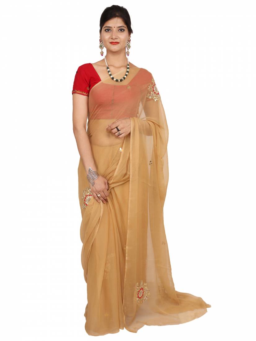 traditional Silk half saree with Maggam blouse N Chiffon duppata, No  Jewelry! | eBay